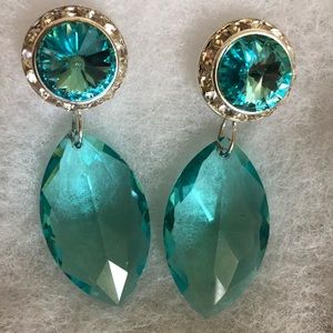 Jim Ball Aqua colored drop earrings pageant prom